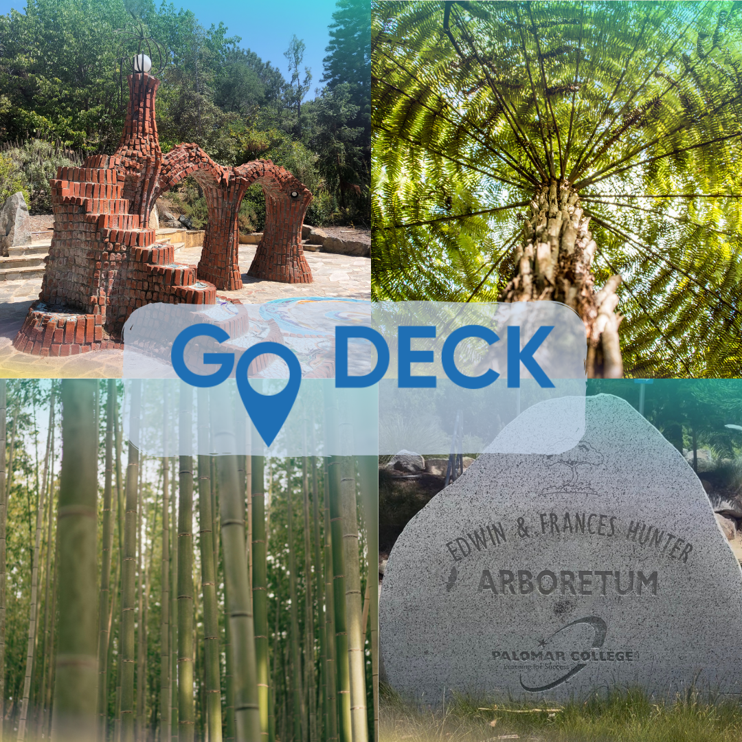 Collage of arboretum scenes with 'Go Deck' logo overlay