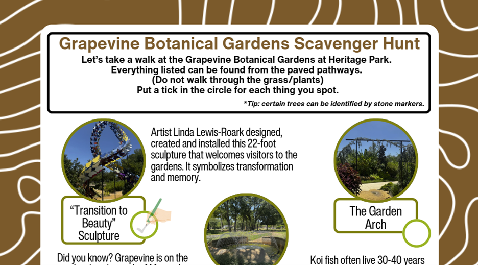 Kids' Scavenger Hunt Dallas-Fort Worth - Grapevine Botanical Gardens