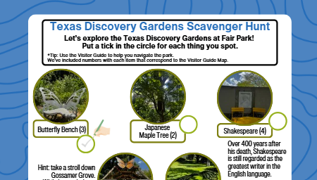 Kids' Scavenger Hunt Dallas-Fort Worth - Texas Discovery Gardens
