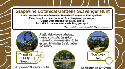 Kids' Scavenger Hunt Dallas-Fort Worth - Grapevine Botanical Gardens