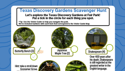 Kids' Scavenger Hunt Dallas-Fort Worth - Texas Discovery Gardens